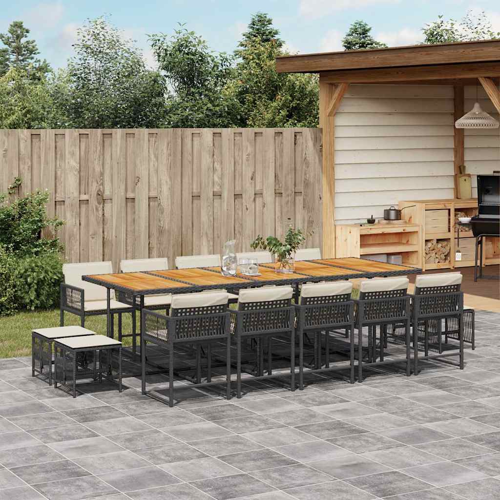 15-delige Tuinset met kussens poly rattan zwart is nu te koop bij PeponiXL, paradijselijk wonen!