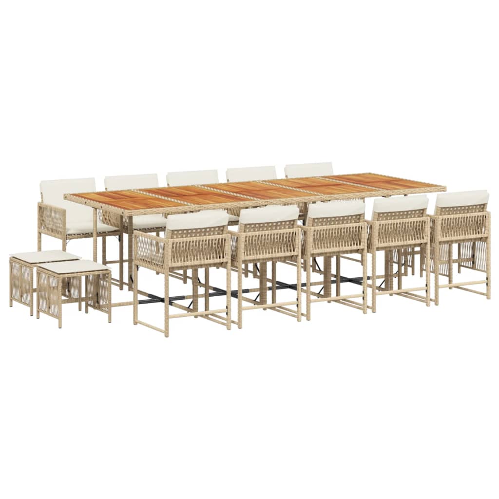 15-delige Tuinset met kussens poly rattan beige is nu te koop bij PeponiXL, paradijselijk wonen!