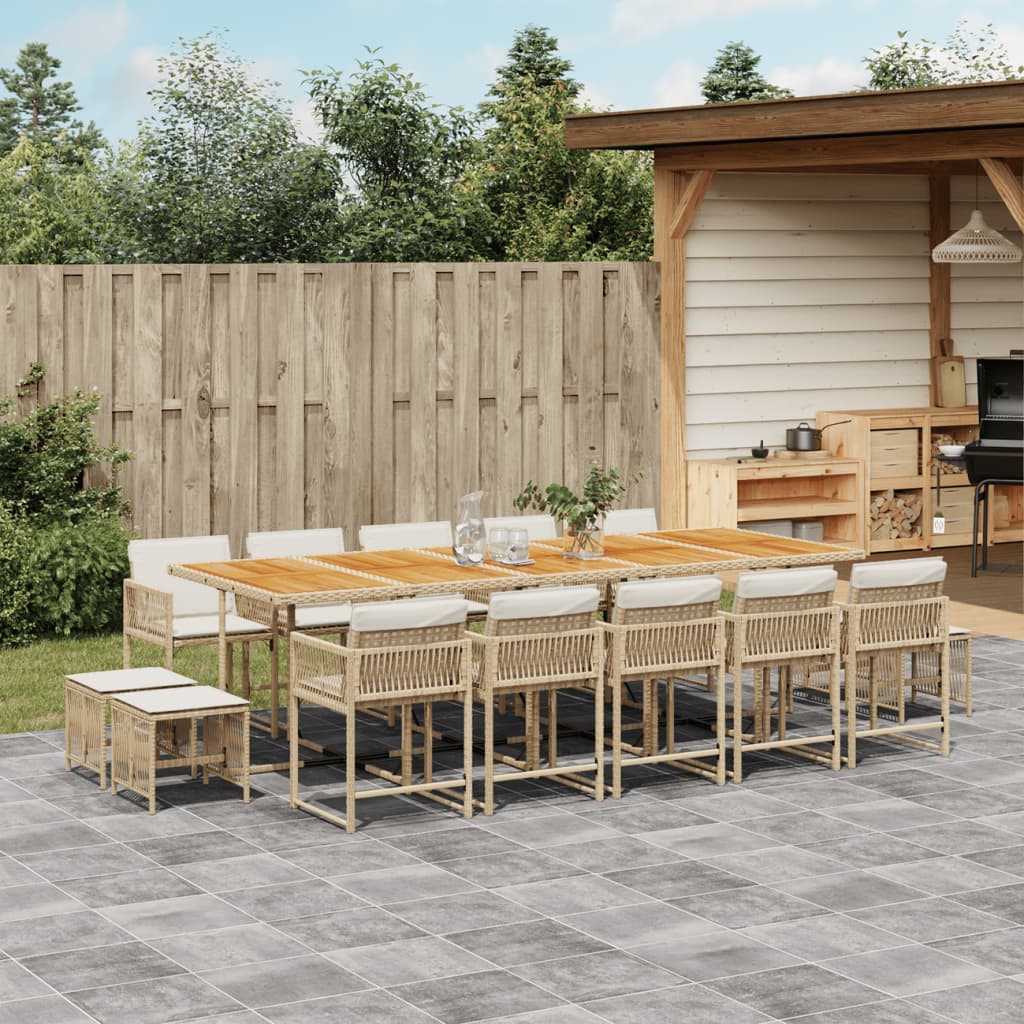 15-delige Tuinset met kussens poly rattan beige is nu te koop bij PeponiXL, paradijselijk wonen!