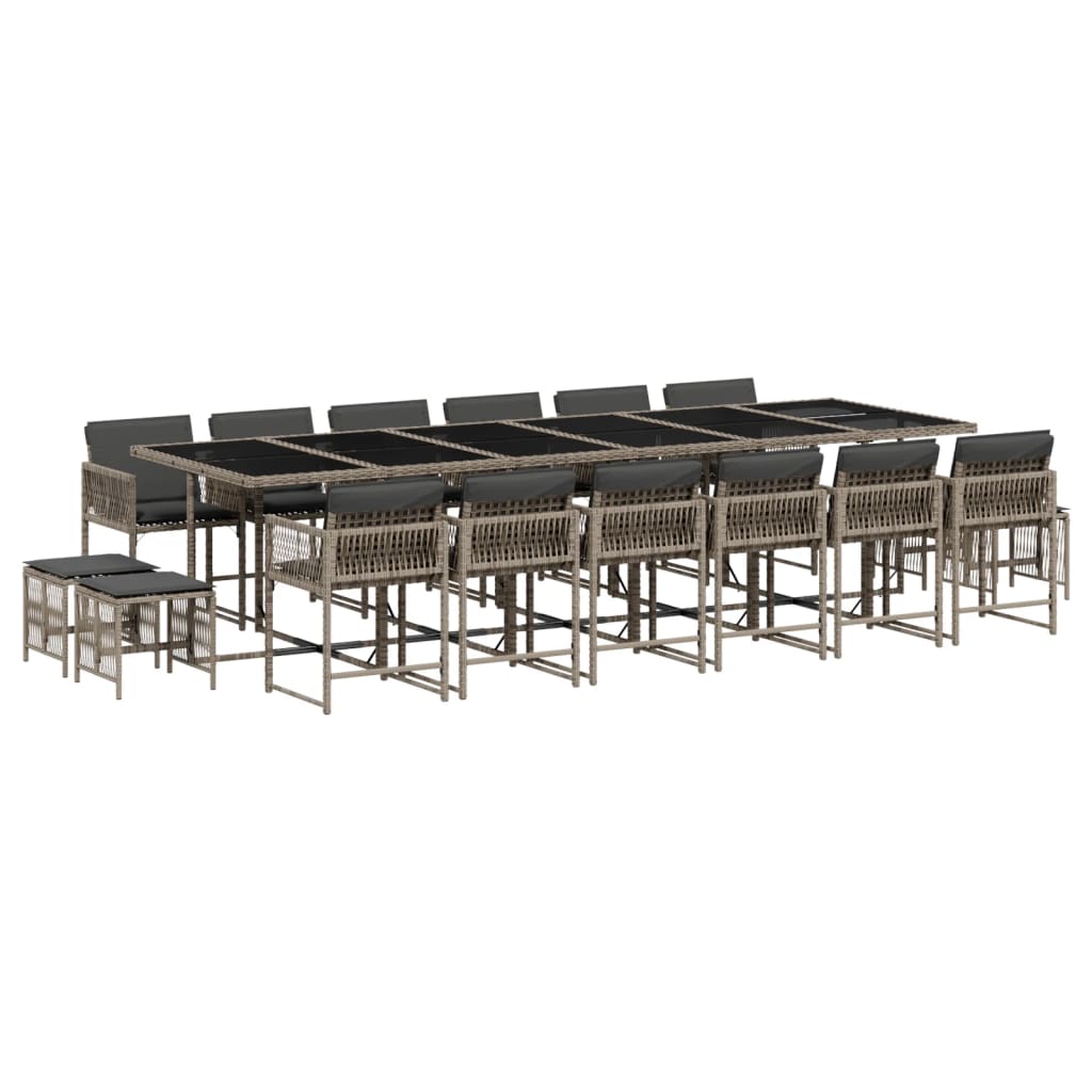 17-delige Tuinset met kussens poly rattan grijs is nu te koop bij PeponiXL, paradijselijk wonen!