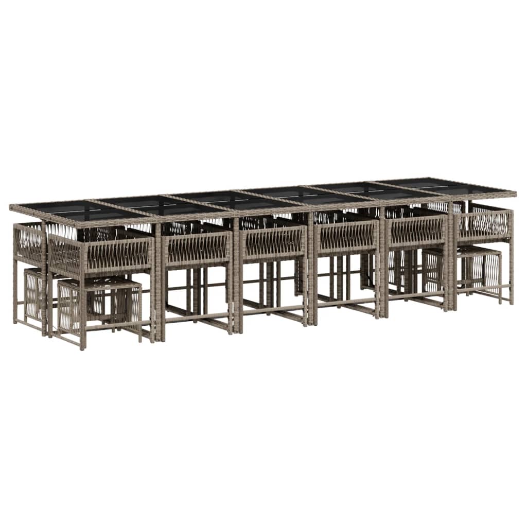 17-delige Tuinset met kussens poly rattan grijs is nu te koop bij PeponiXL, paradijselijk wonen!