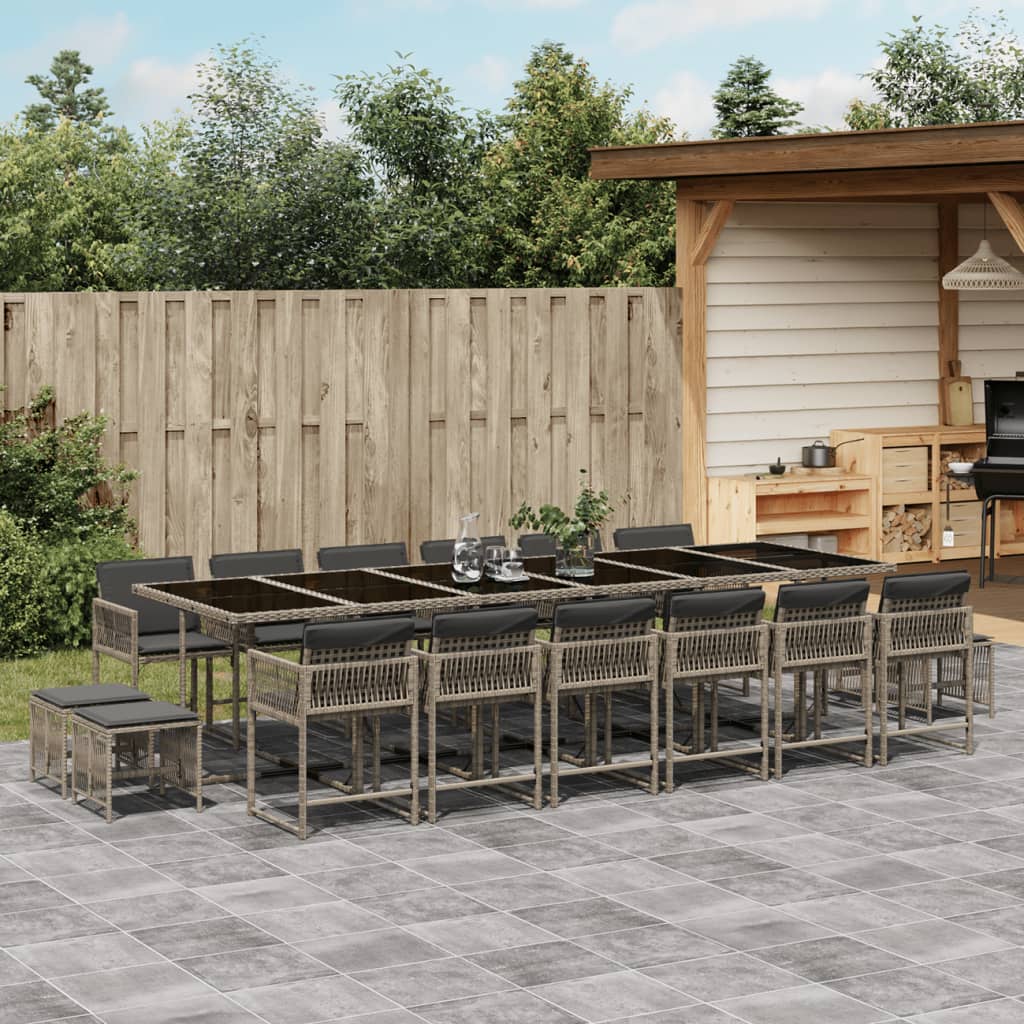 17-delige Tuinset met kussens poly rattan grijs is nu te koop bij PeponiXL, paradijselijk wonen!