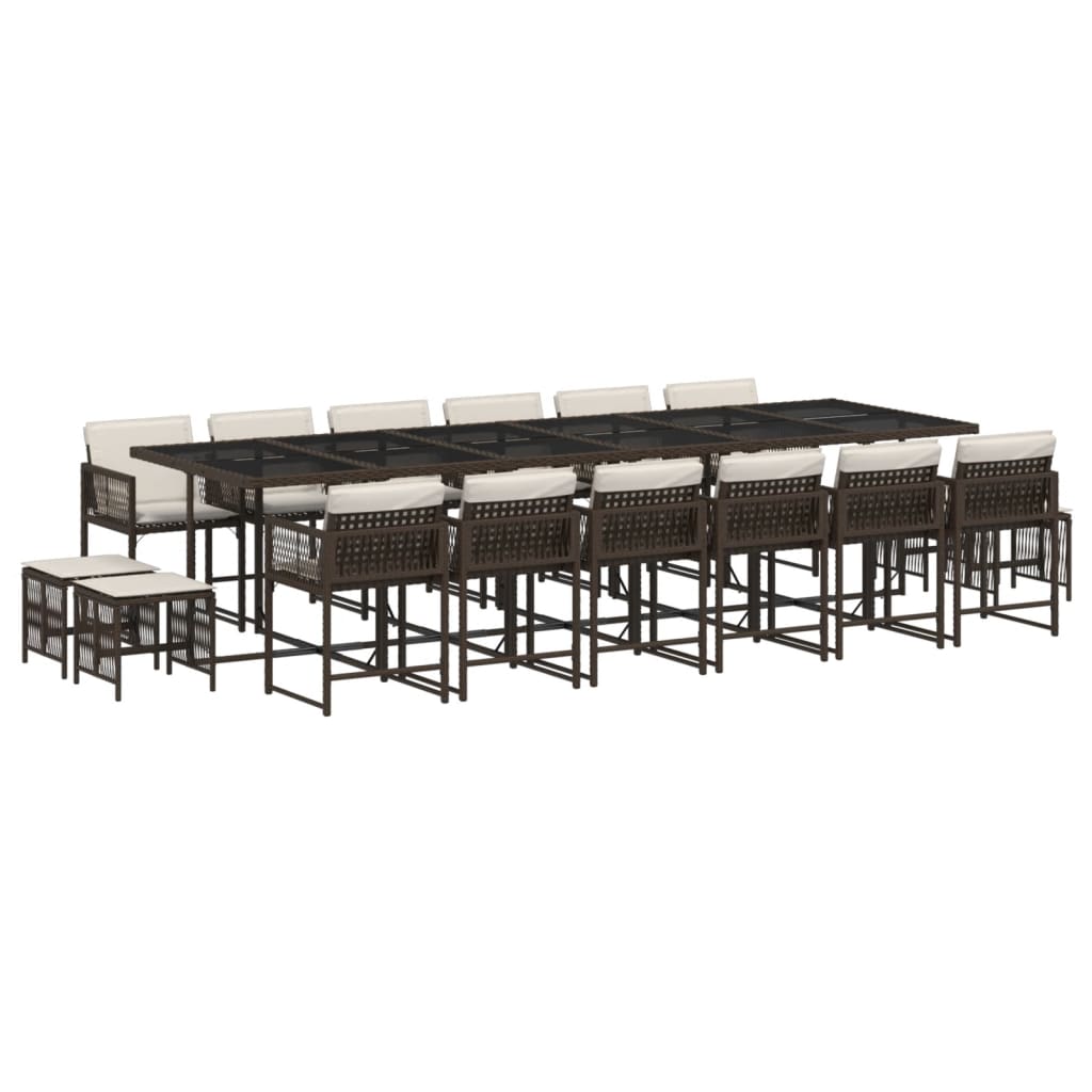 17-delige Tuinset met kussens poly rattan bruin is nu te koop bij PeponiXL, paradijselijk wonen!