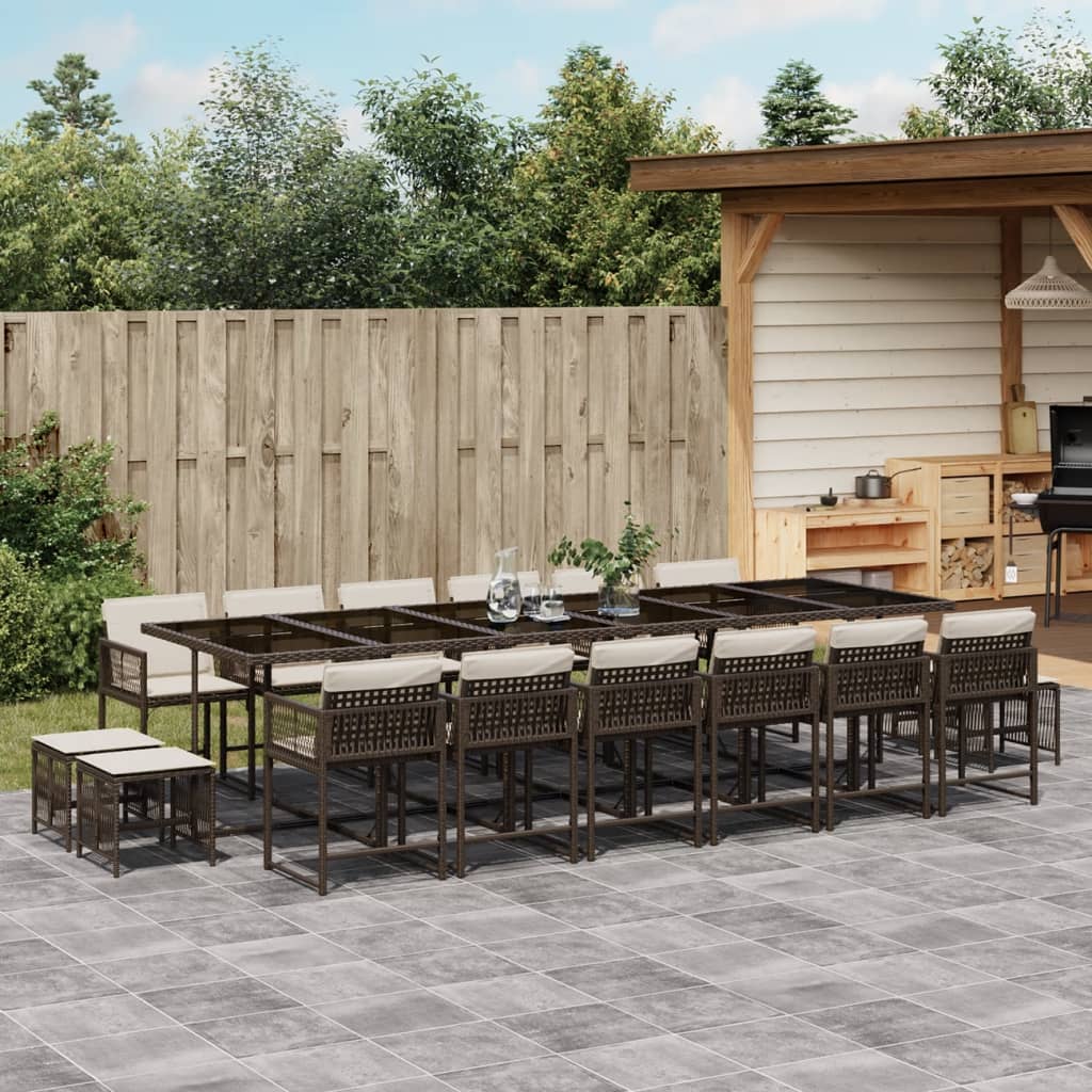 17-delige Tuinset met kussens poly rattan bruin is nu te koop bij PeponiXL, paradijselijk wonen!