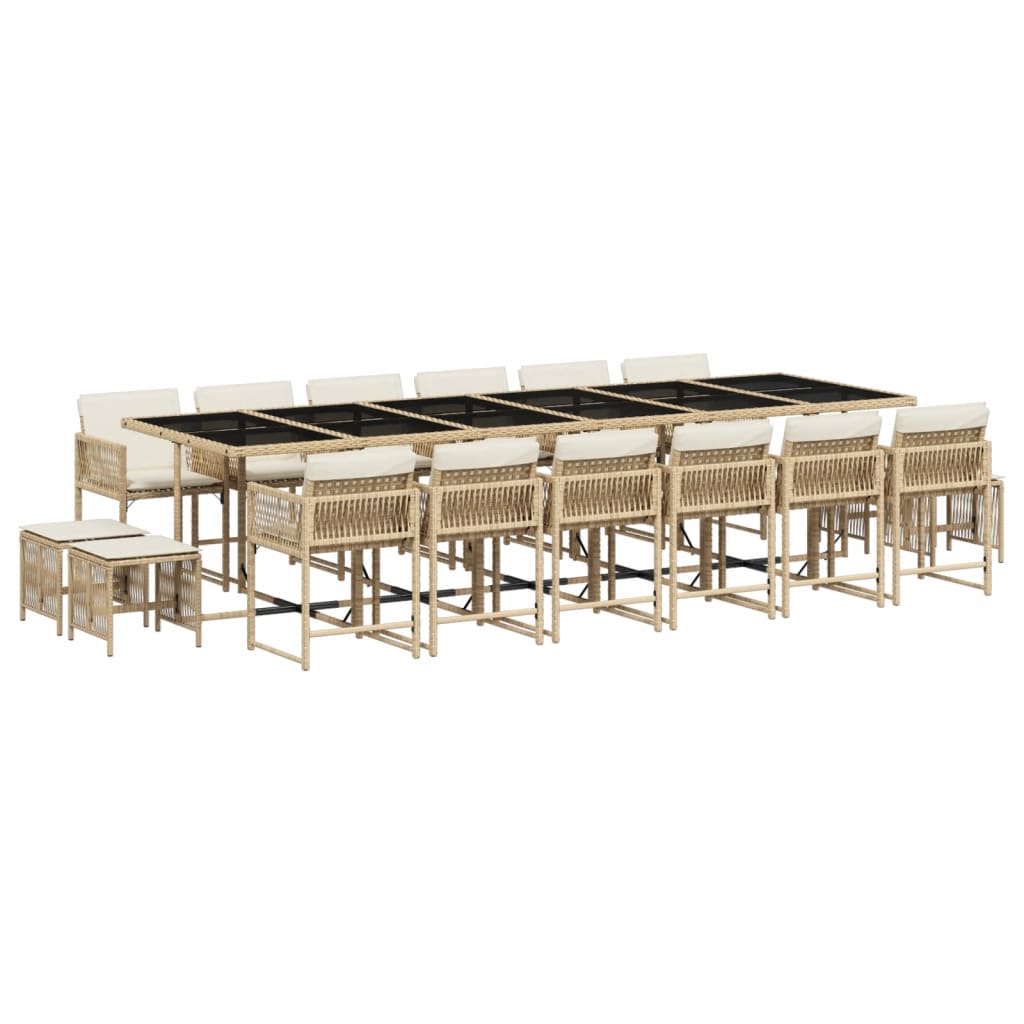 17-delige Tuinset met kussens poly rattan beige is nu te koop bij PeponiXL, paradijselijk wonen!