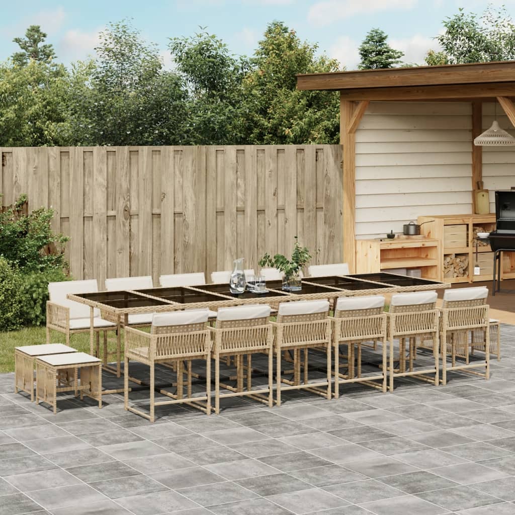 17-delige Tuinset met kussens poly rattan beige is nu te koop bij PeponiXL, paradijselijk wonen!