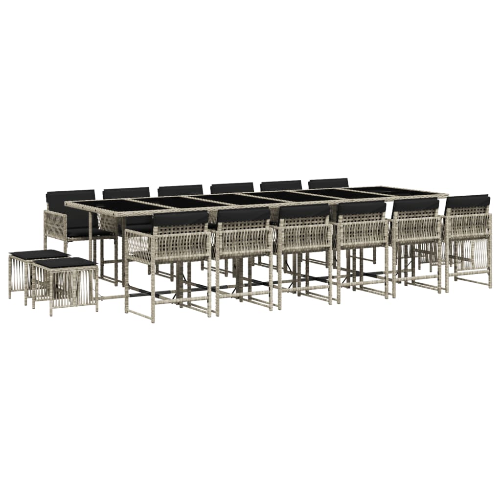 17-delige Tuinset met kussens poly rattan lichtgrijs is nu te koop bij PeponiXL, paradijselijk wonen!