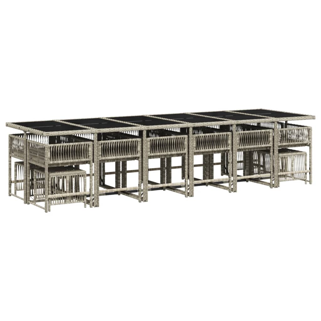 17-delige Tuinset met kussens poly rattan lichtgrijs is nu te koop bij PeponiXL, paradijselijk wonen!