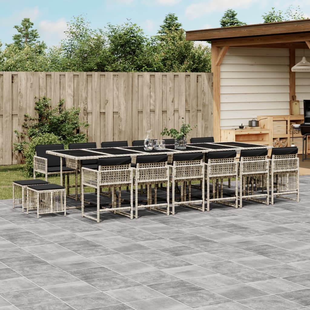 17-delige Tuinset met kussens poly rattan lichtgrijs is nu te koop bij PeponiXL, paradijselijk wonen!