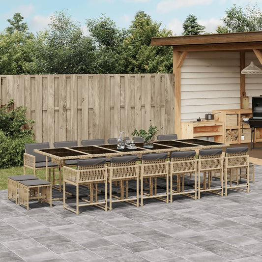17-delige Tuinset met kussens poly rattan gemengd beige is nu te koop bij PeponiXL, paradijselijk wonen!