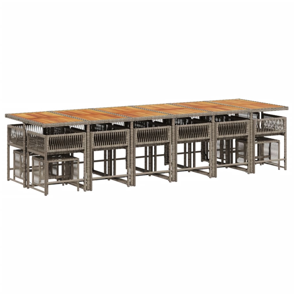 17-delige Tuinset met kussens poly rattan grijs is nu te koop bij PeponiXL, paradijselijk wonen!