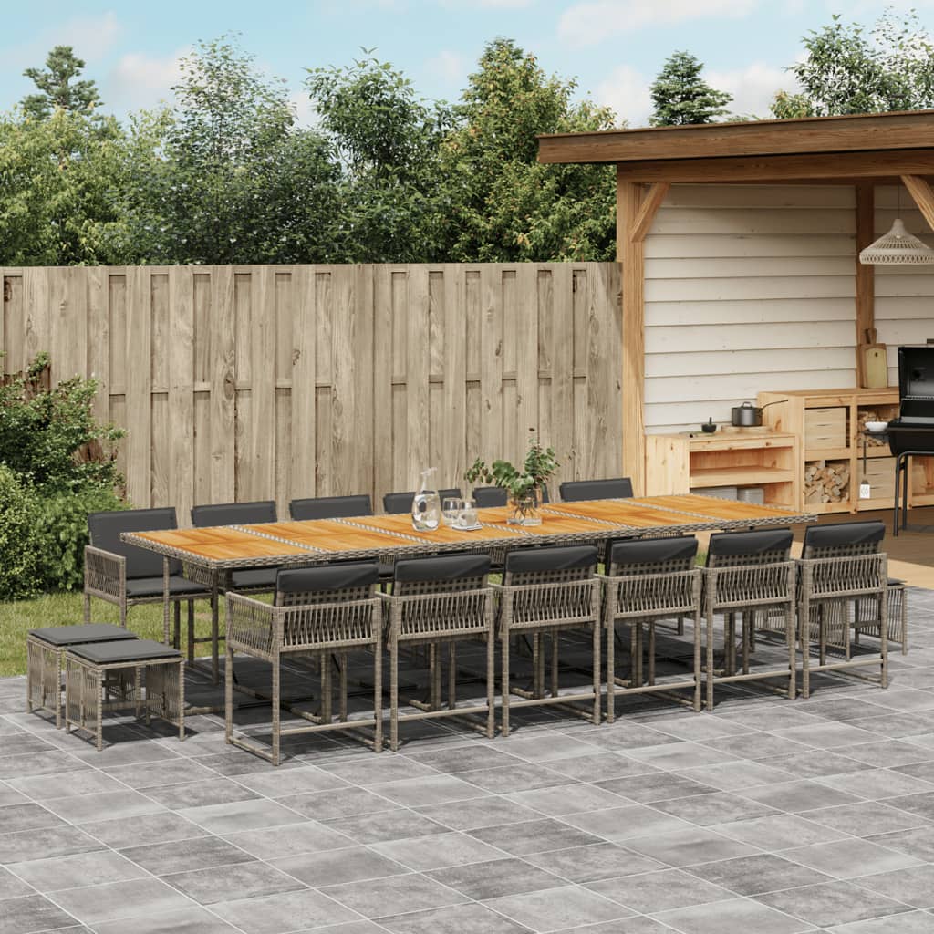 17-delige Tuinset met kussens poly rattan grijs is nu te koop bij PeponiXL, paradijselijk wonen!