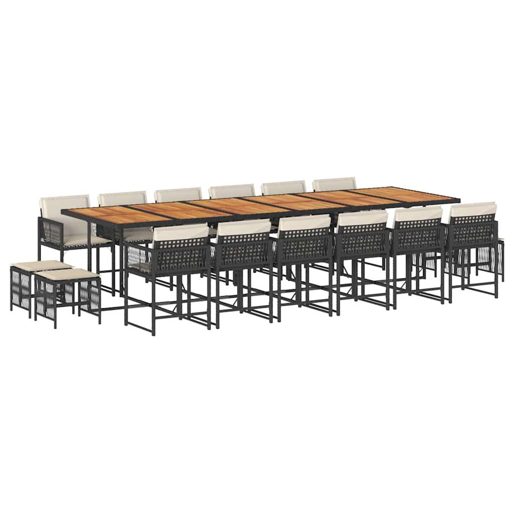 17-delige Tuinset met kussens poly rattan zwart is nu te koop bij PeponiXL, paradijselijk wonen!