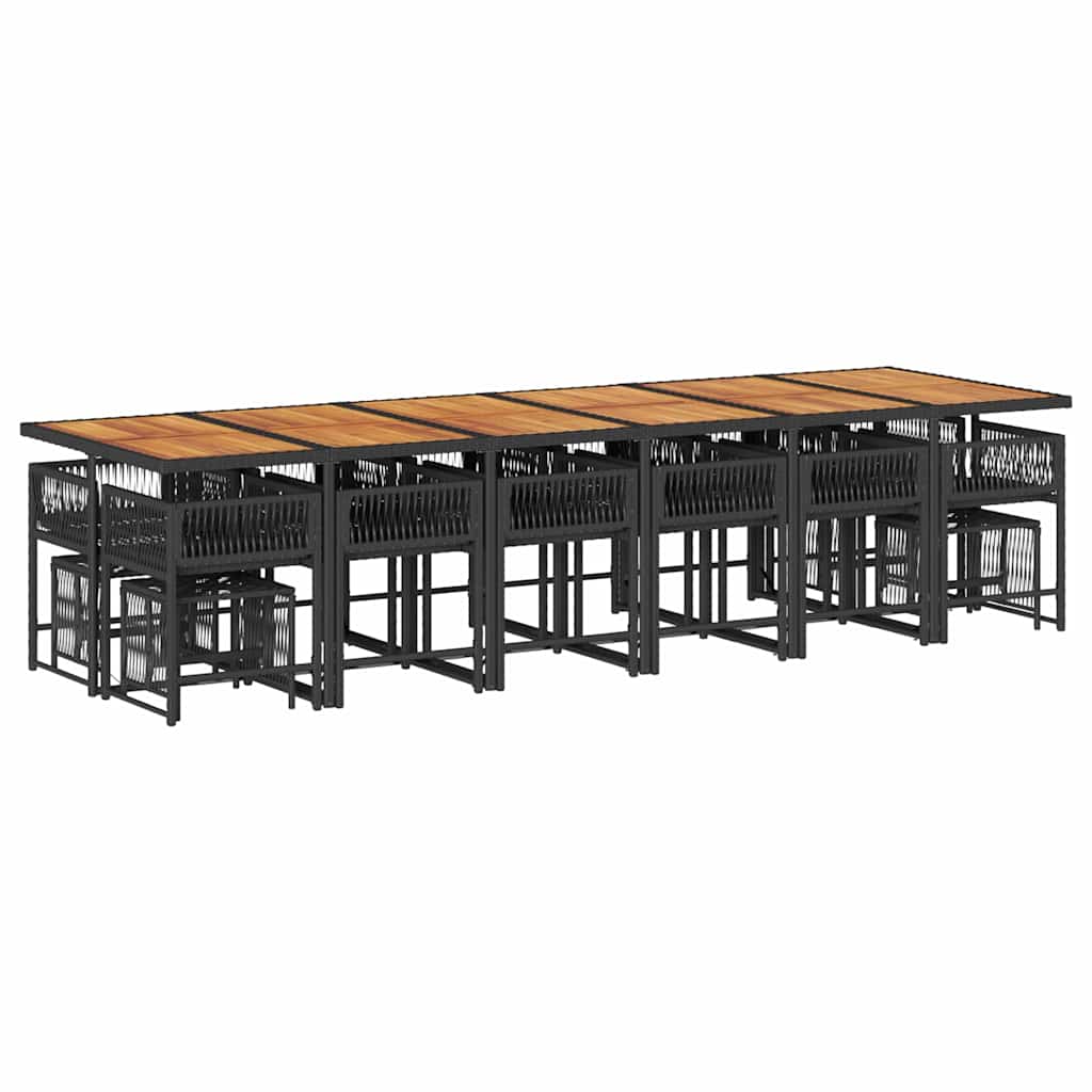 17-delige Tuinset met kussens poly rattan zwart is nu te koop bij PeponiXL, paradijselijk wonen!