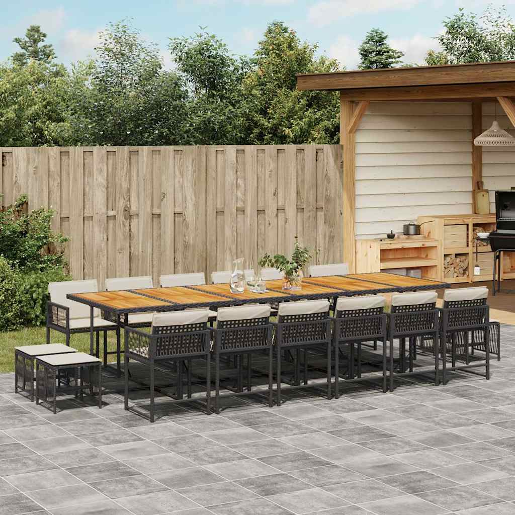 17-delige Tuinset met kussens poly rattan zwart is nu te koop bij PeponiXL, paradijselijk wonen!