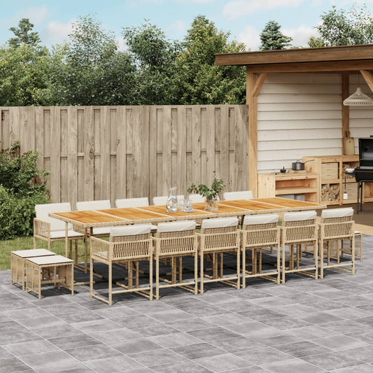17-delige Tuinset met kussens poly rattan beige is nu te koop bij PeponiXL, paradijselijk wonen!