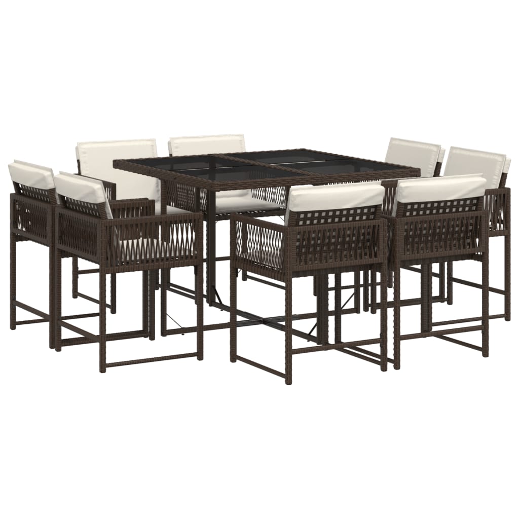 9-delige Tuinset met kussens poly rattan bruin is nu te koop bij PeponiXL, paradijselijk wonen!