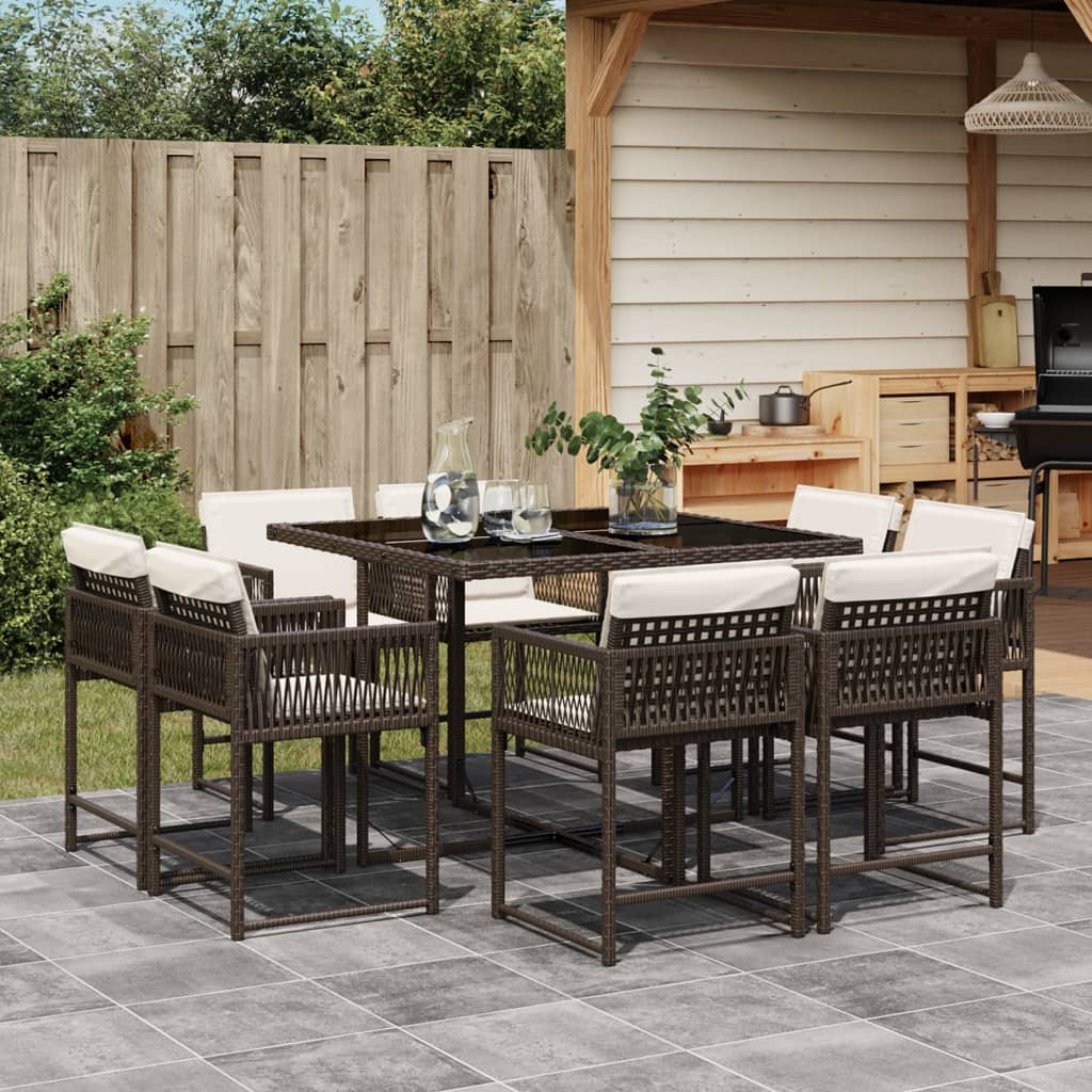 9-delige Tuinset met kussens poly rattan bruin is nu te koop bij PeponiXL, paradijselijk wonen!