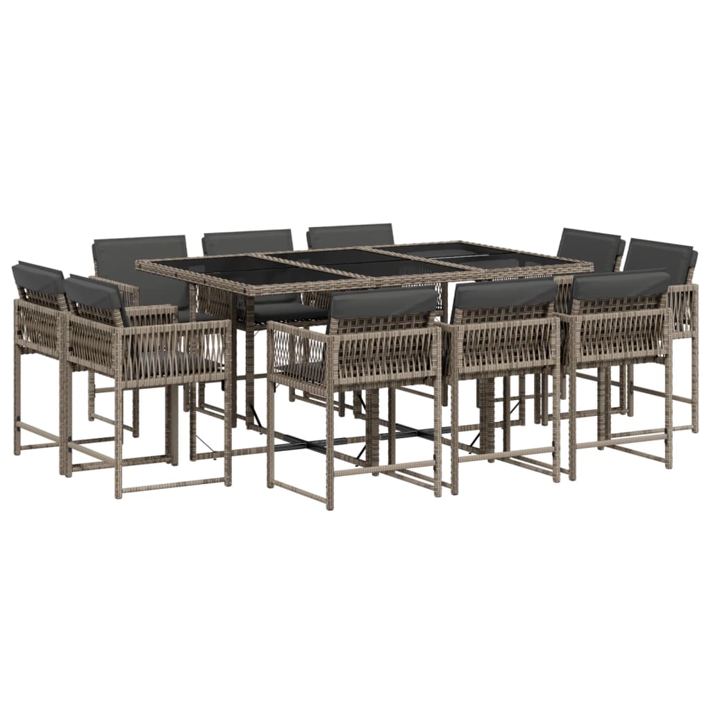 11-delige Tuinset met kussens poly rattan grijs is nu te koop bij PeponiXL, paradijselijk wonen!