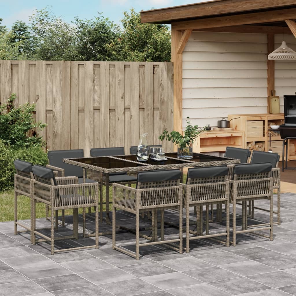 11-delige Tuinset met kussens poly rattan grijs is nu te koop bij PeponiXL, paradijselijk wonen!