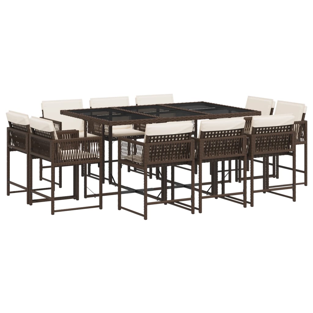 11-delige Tuinset met kussens poly rattan bruin is nu te koop bij PeponiXL, paradijselijk wonen!