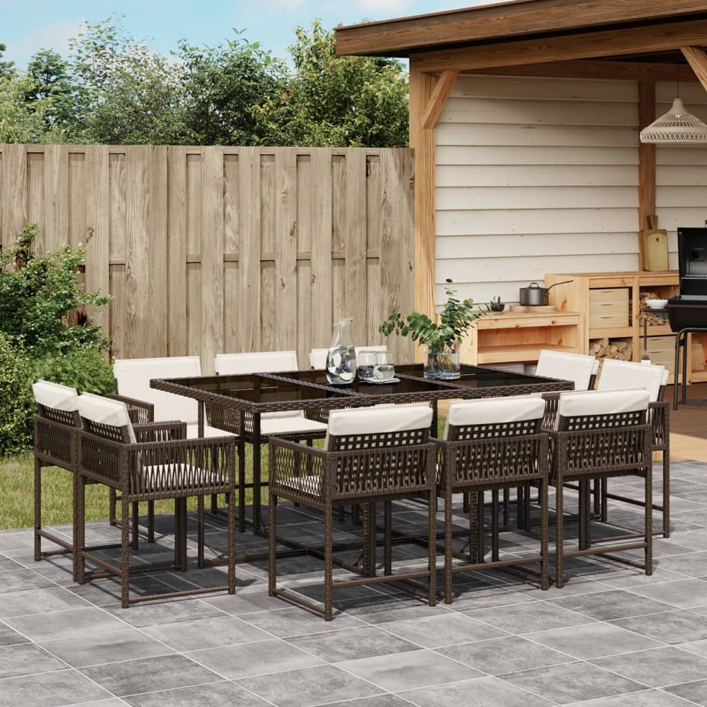 11-delige Tuinset met kussens poly rattan bruin is nu te koop bij PeponiXL, paradijselijk wonen!