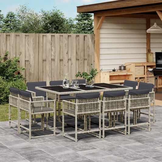 11-delige Tuinset met kussens poly rattan lichtgrijs is nu te koop bij PeponiXL, paradijselijk wonen!