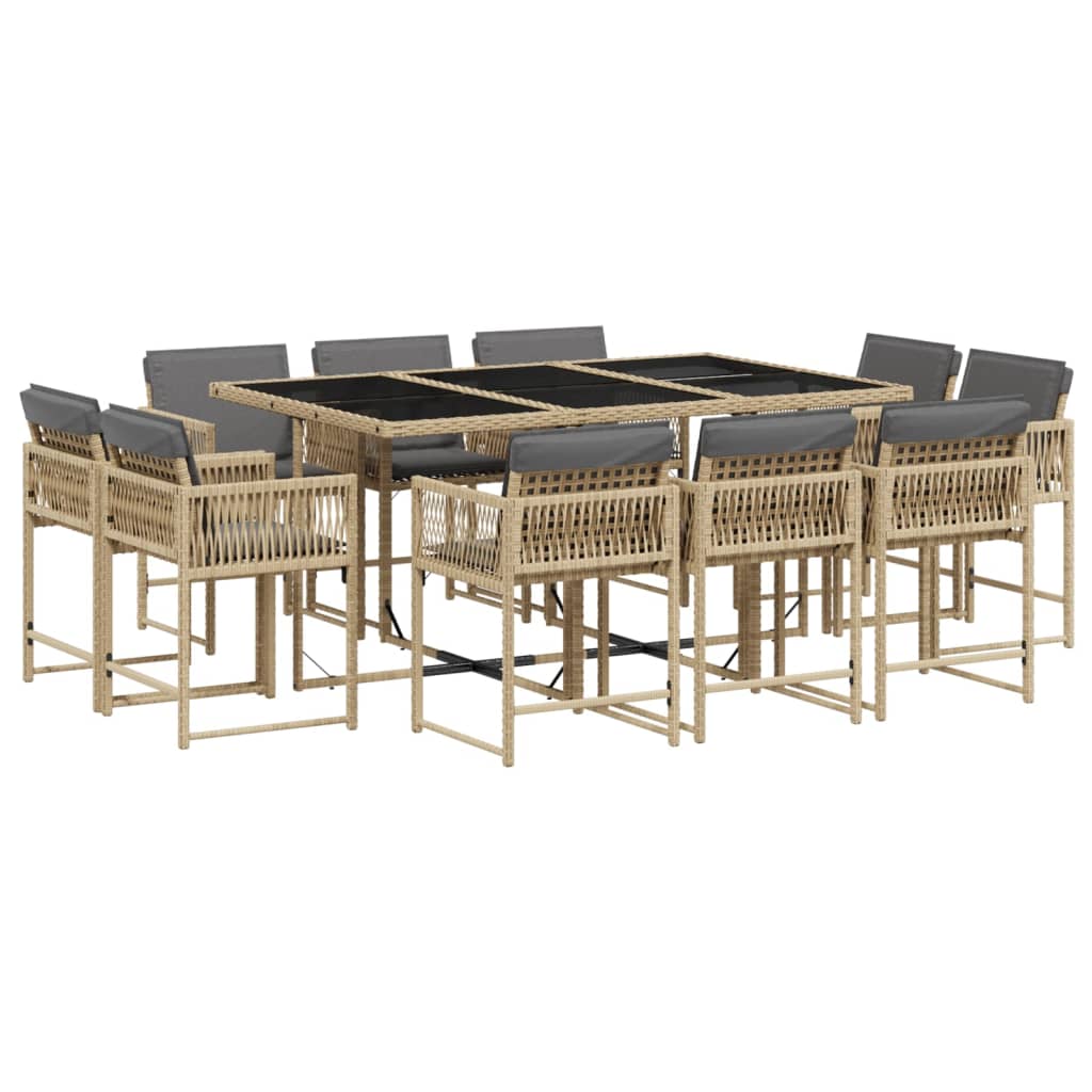 11-delige Tuinset met kussens poly rattan gemengd beige is nu te koop bij PeponiXL, paradijselijk wonen!