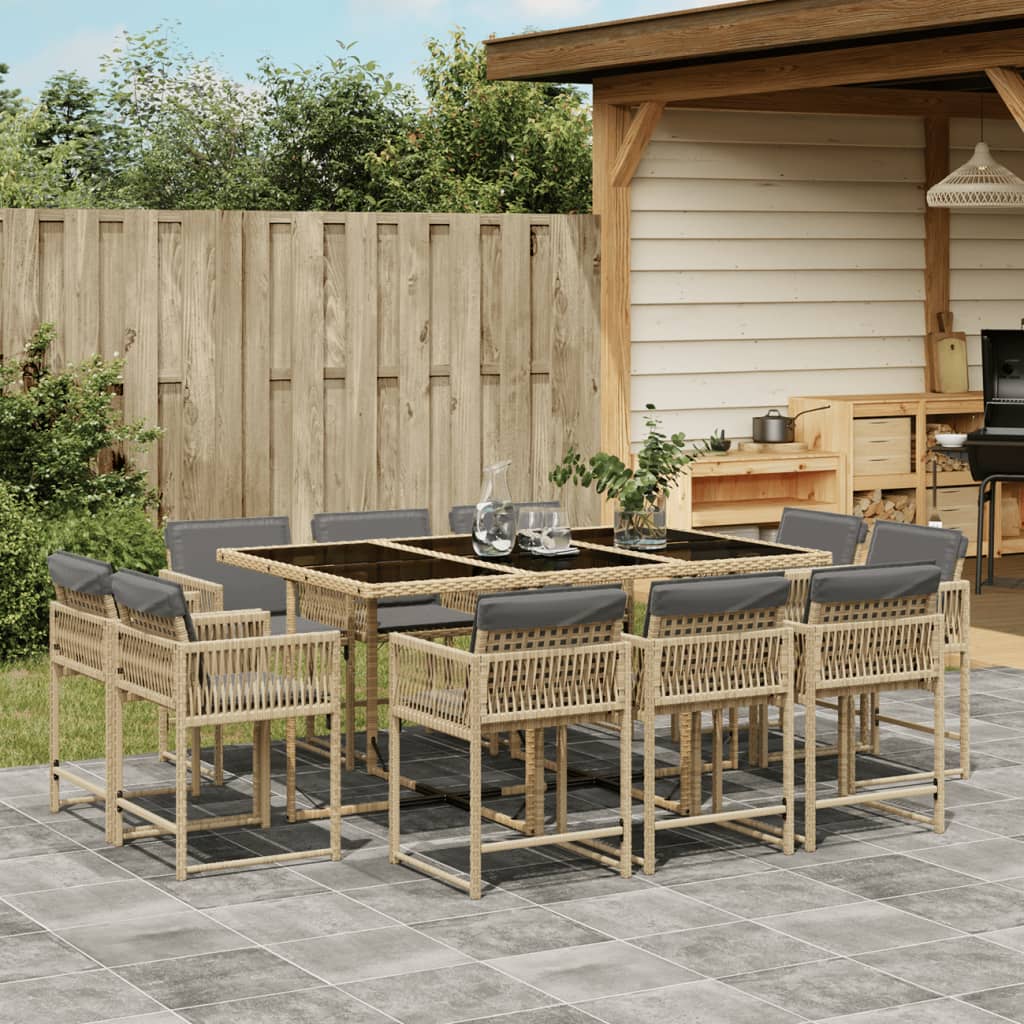 11-delige Tuinset met kussens poly rattan gemengd beige is nu te koop bij PeponiXL, paradijselijk wonen!