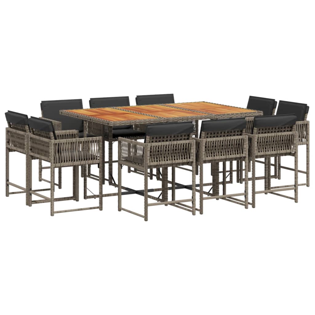 11-delige Tuinset met kussens poly rattan grijs is nu te koop bij PeponiXL, paradijselijk wonen!