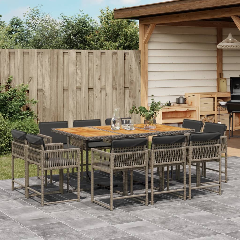 11-delige Tuinset met kussens poly rattan grijs is nu te koop bij PeponiXL, paradijselijk wonen!