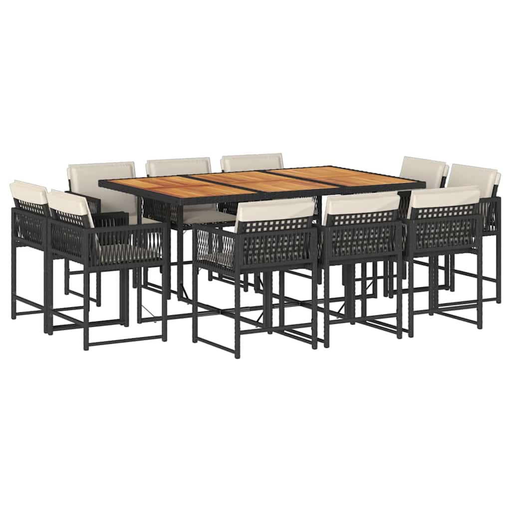 11-delige Tuinset met kussens poly rattan zwart is nu te koop bij PeponiXL, paradijselijk wonen!