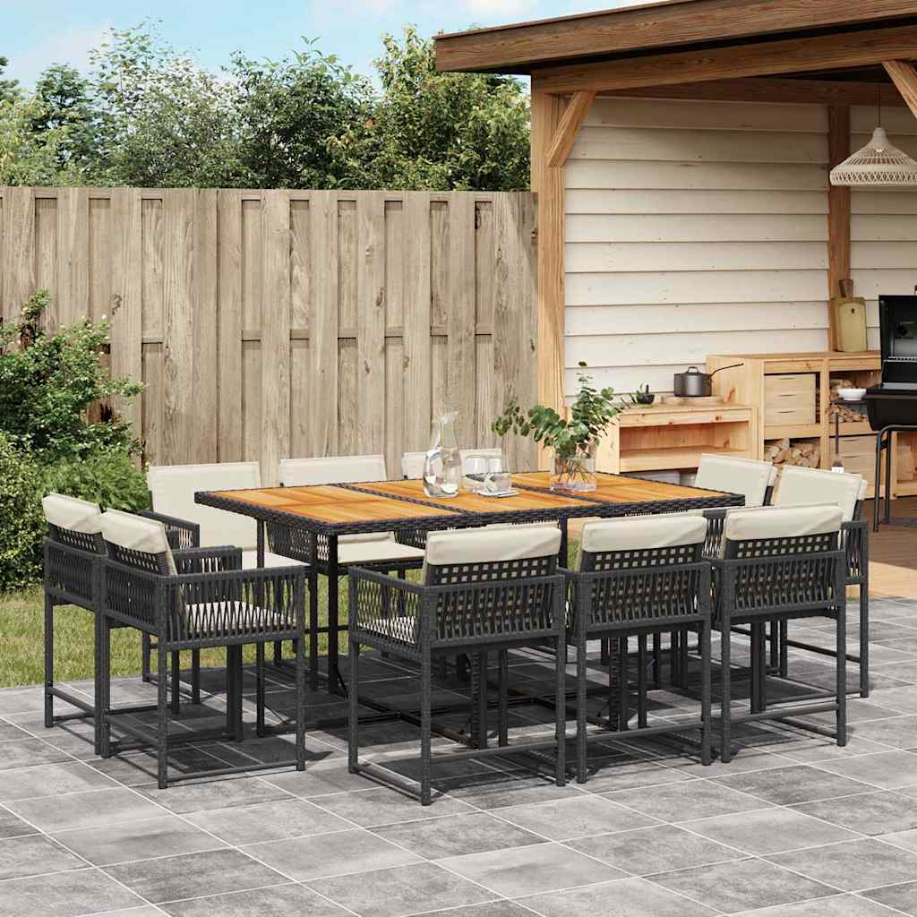 11-delige Tuinset met kussens poly rattan zwart is nu te koop bij PeponiXL, paradijselijk wonen!