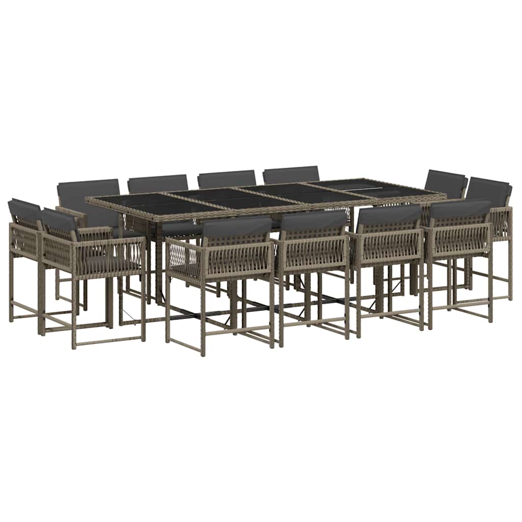 13-delige Tuinset met kussens poly rattan grijs is nu te koop bij PeponiXL, paradijselijk wonen!