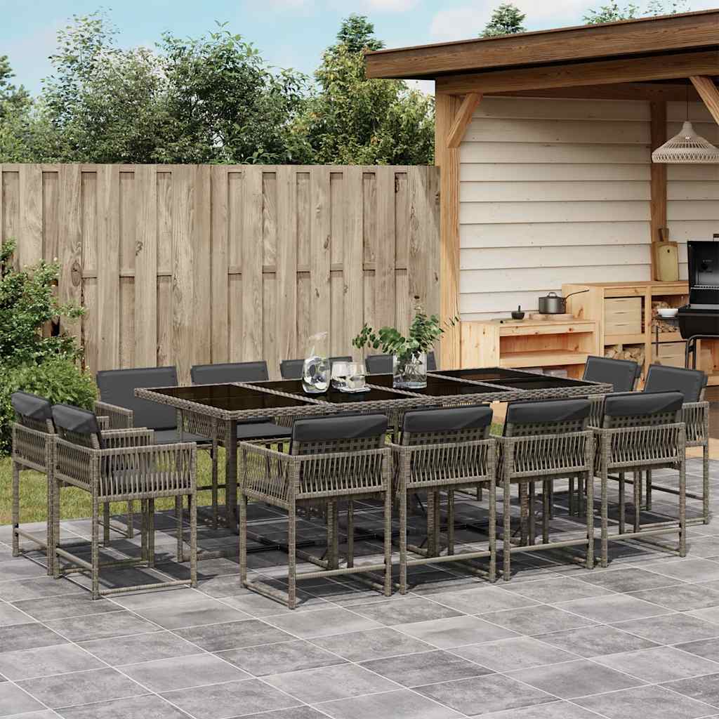 13-delige Tuinset met kussens poly rattan grijs is nu te koop bij PeponiXL, paradijselijk wonen!