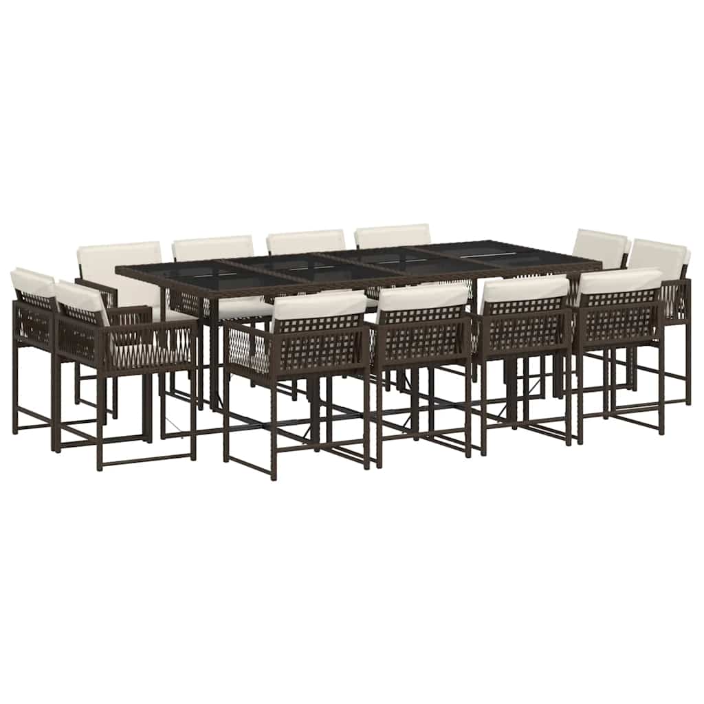 13-delige Tuinset met kussens poly rattan bruin is nu te koop bij PeponiXL, paradijselijk wonen!