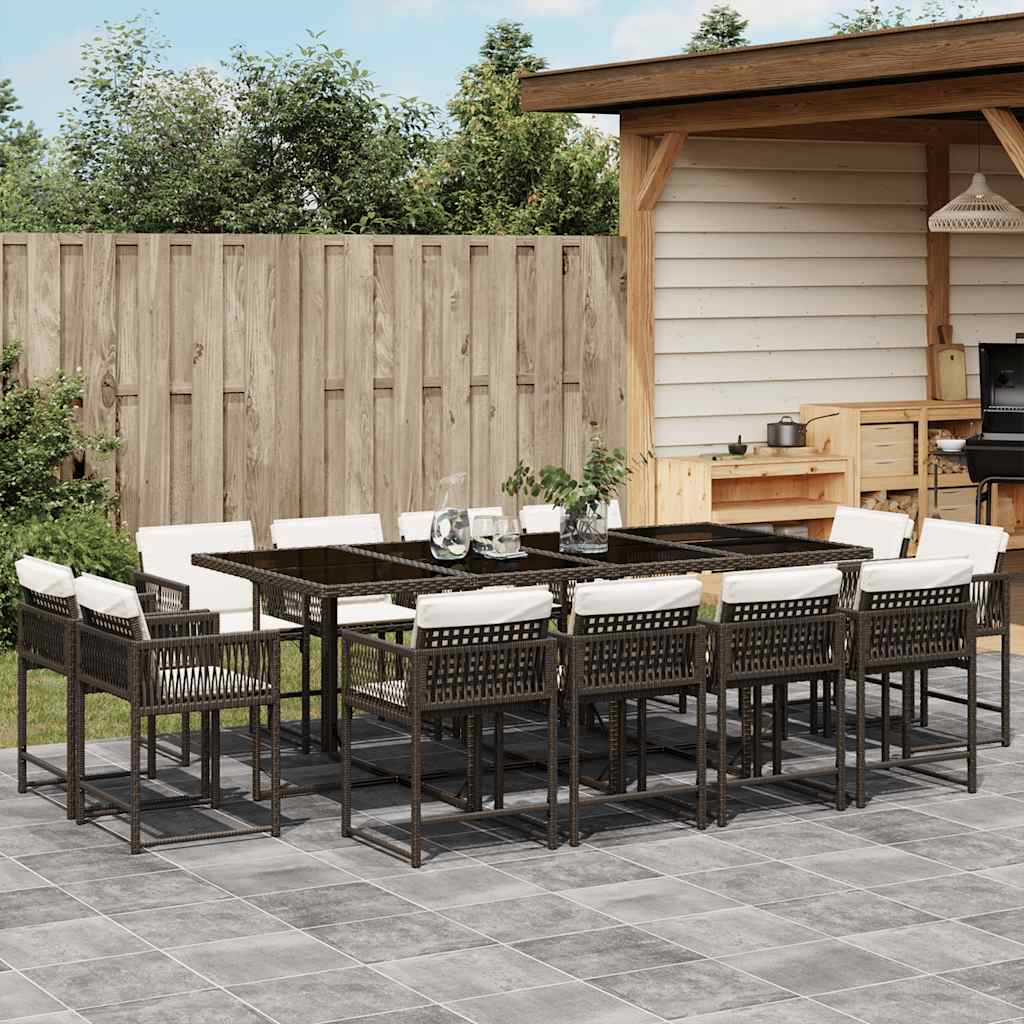 13-delige Tuinset met kussens poly rattan bruin is nu te koop bij PeponiXL, paradijselijk wonen!