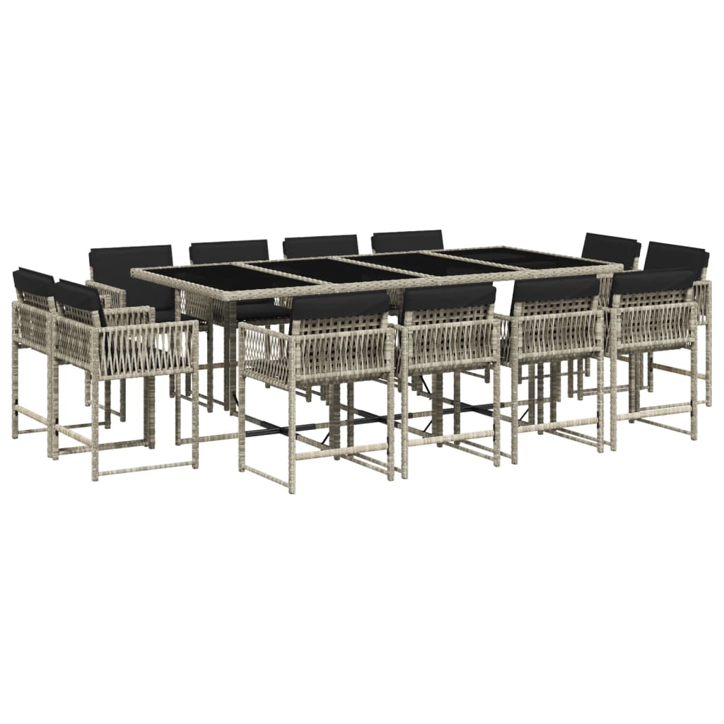 13-delige Tuinset met kussens poly rattan lichtgrijs is nu te koop bij PeponiXL, paradijselijk wonen!
