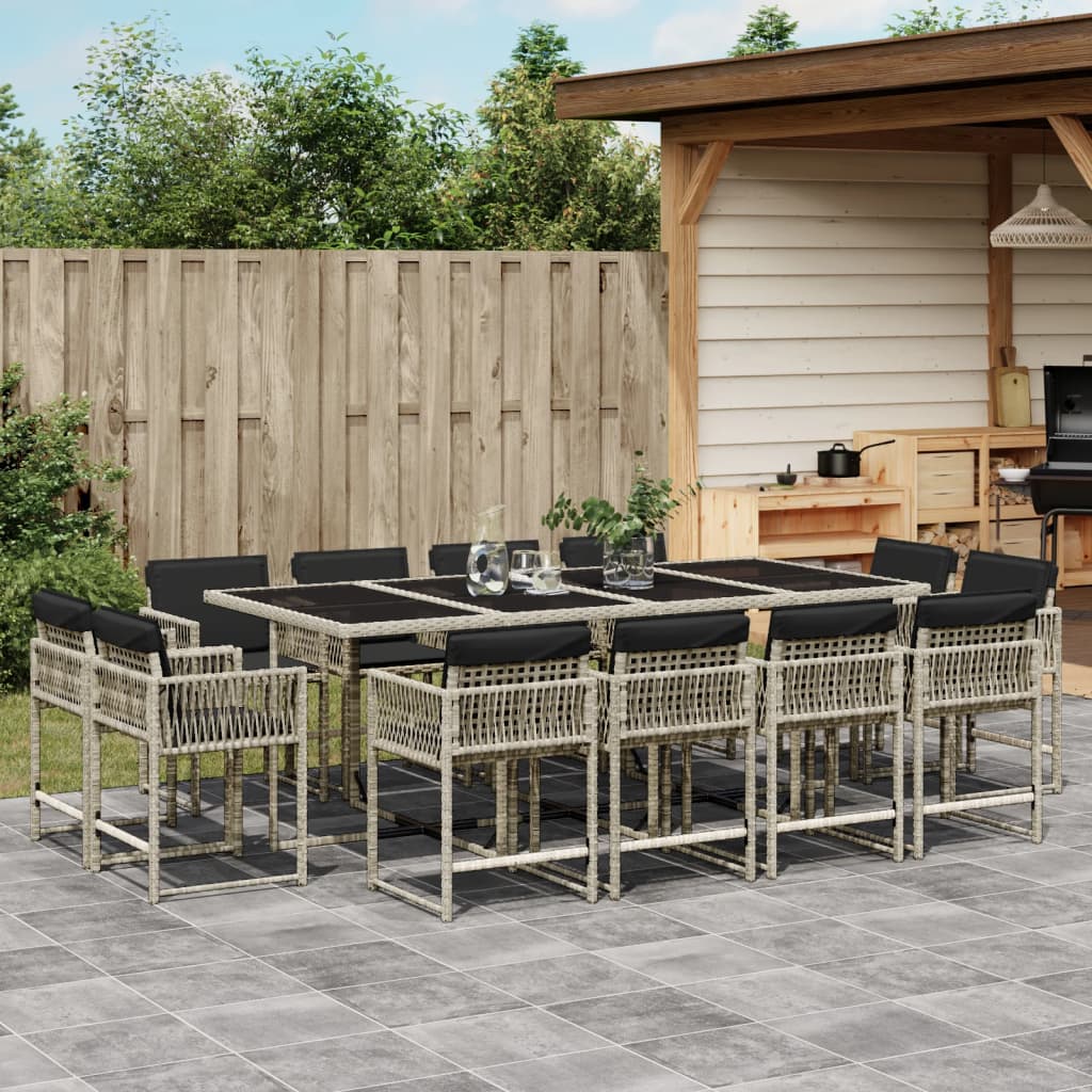 13-delige Tuinset met kussens poly rattan lichtgrijs is nu te koop bij PeponiXL, paradijselijk wonen!