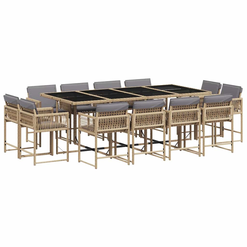 13-delige Tuinset met kussens poly rattan gemengd beige is nu te koop bij PeponiXL, paradijselijk wonen!