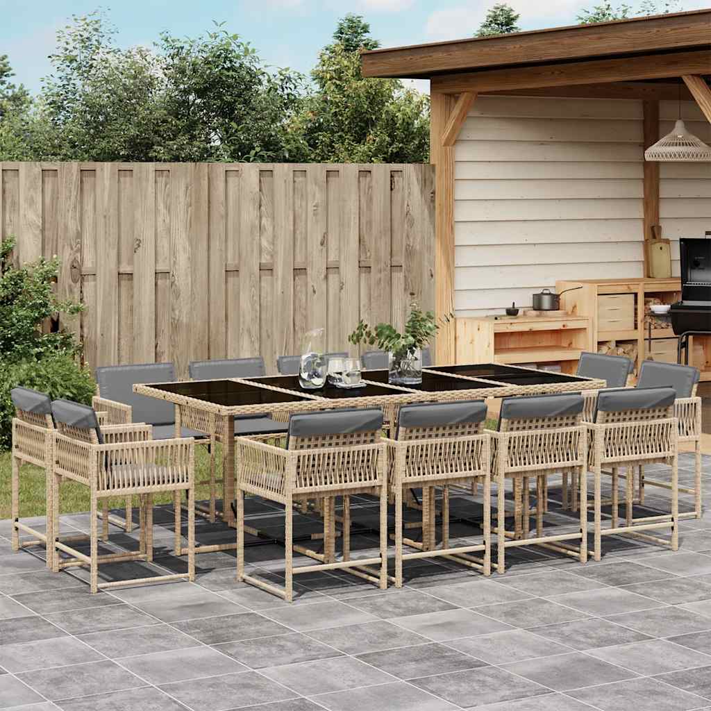 13-delige Tuinset met kussens poly rattan gemengd beige is nu te koop bij PeponiXL, paradijselijk wonen!