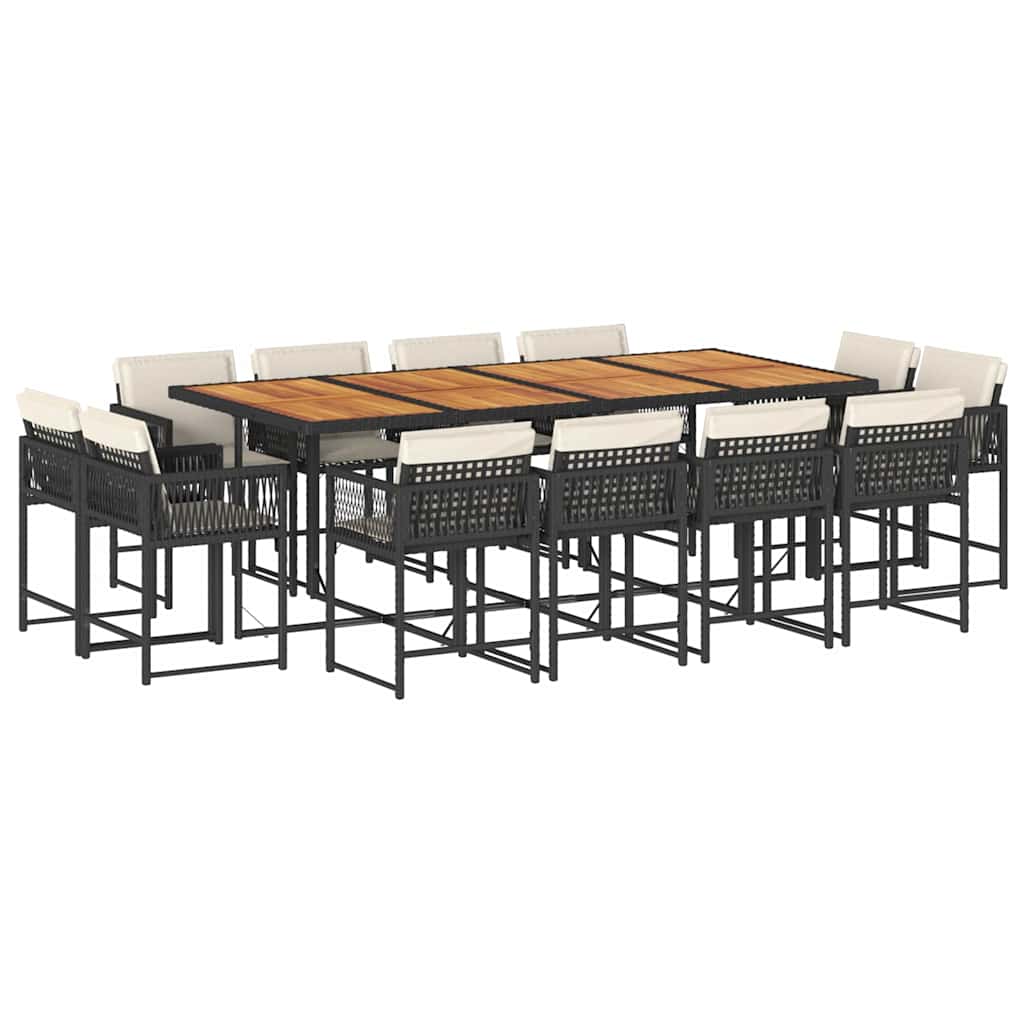 13-delige Tuinset met kussens poly rattan zwart is nu te koop bij PeponiXL, paradijselijk wonen!