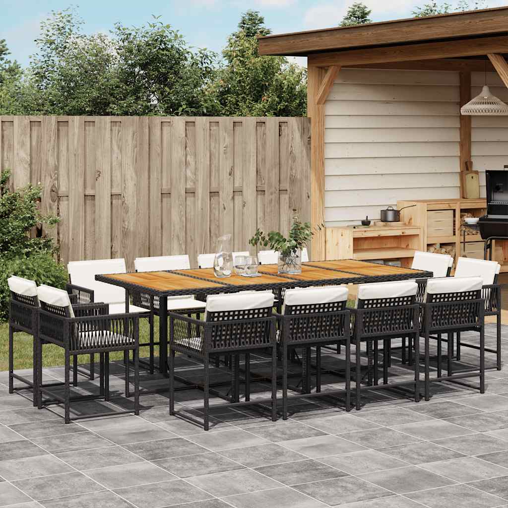 13-delige Tuinset met kussens poly rattan zwart is nu te koop bij PeponiXL, paradijselijk wonen!
