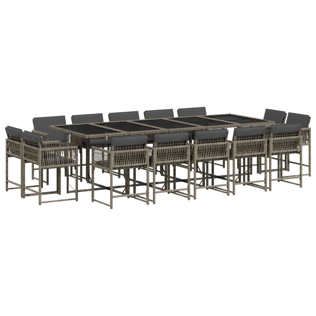 15-delige Tuinset met kussens poly rattan grijs is nu te koop bij PeponiXL, paradijselijk wonen!