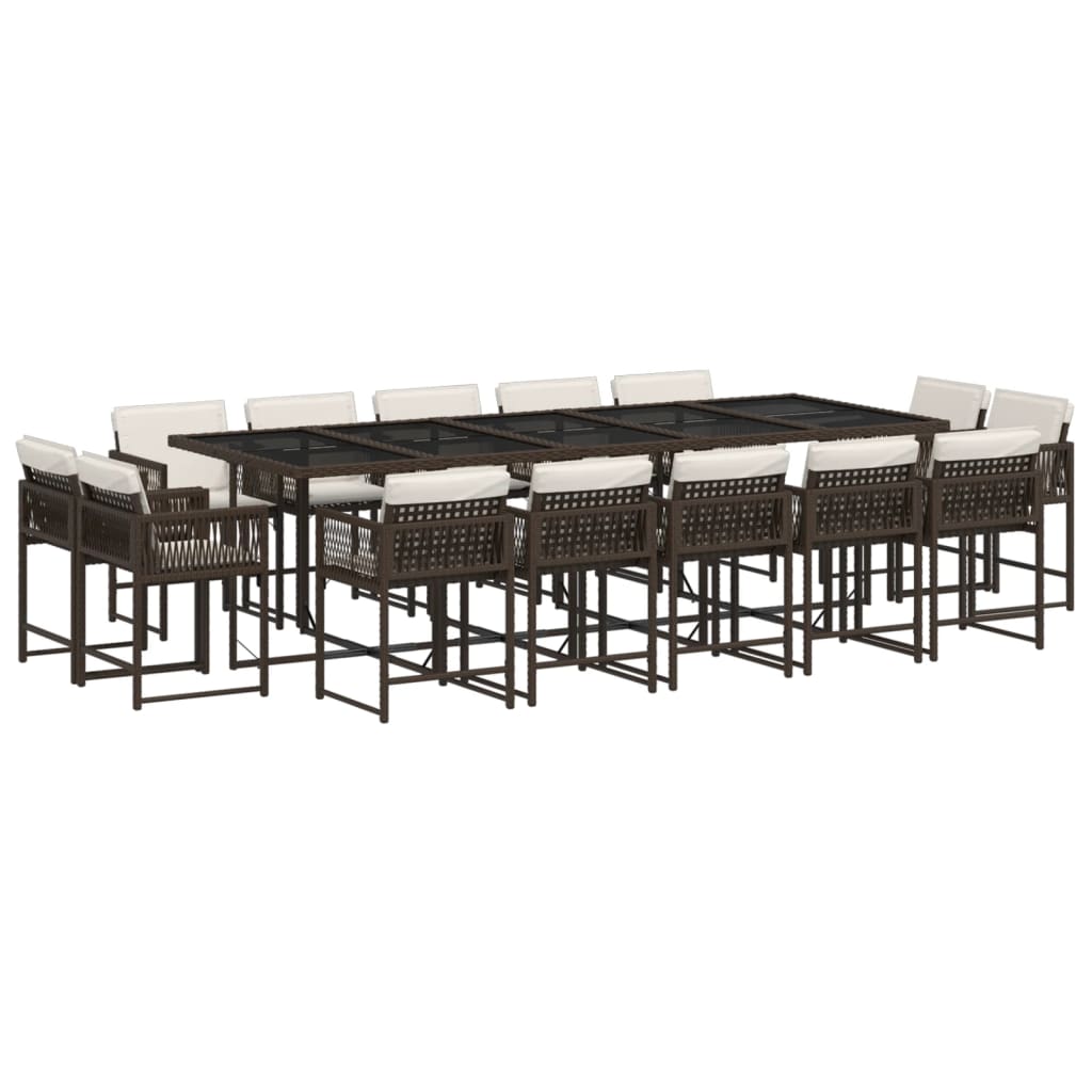 15-delige Tuinset met kussens poly rattan bruin is nu te koop bij PeponiXL, paradijselijk wonen!