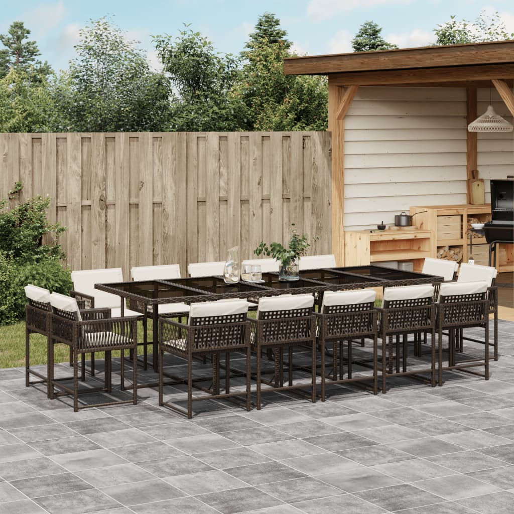 15-delige Tuinset met kussens poly rattan bruin is nu te koop bij PeponiXL, paradijselijk wonen!