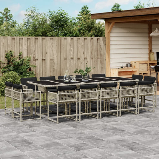 15-delige Tuinset met kussens poly rattan lichtgrijs is nu te koop bij PeponiXL, paradijselijk wonen!