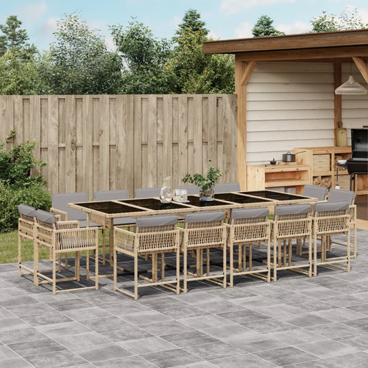 15-delige Tuinset met kussens poly rattan gemengd beige is nu te koop bij PeponiXL, paradijselijk wonen!
