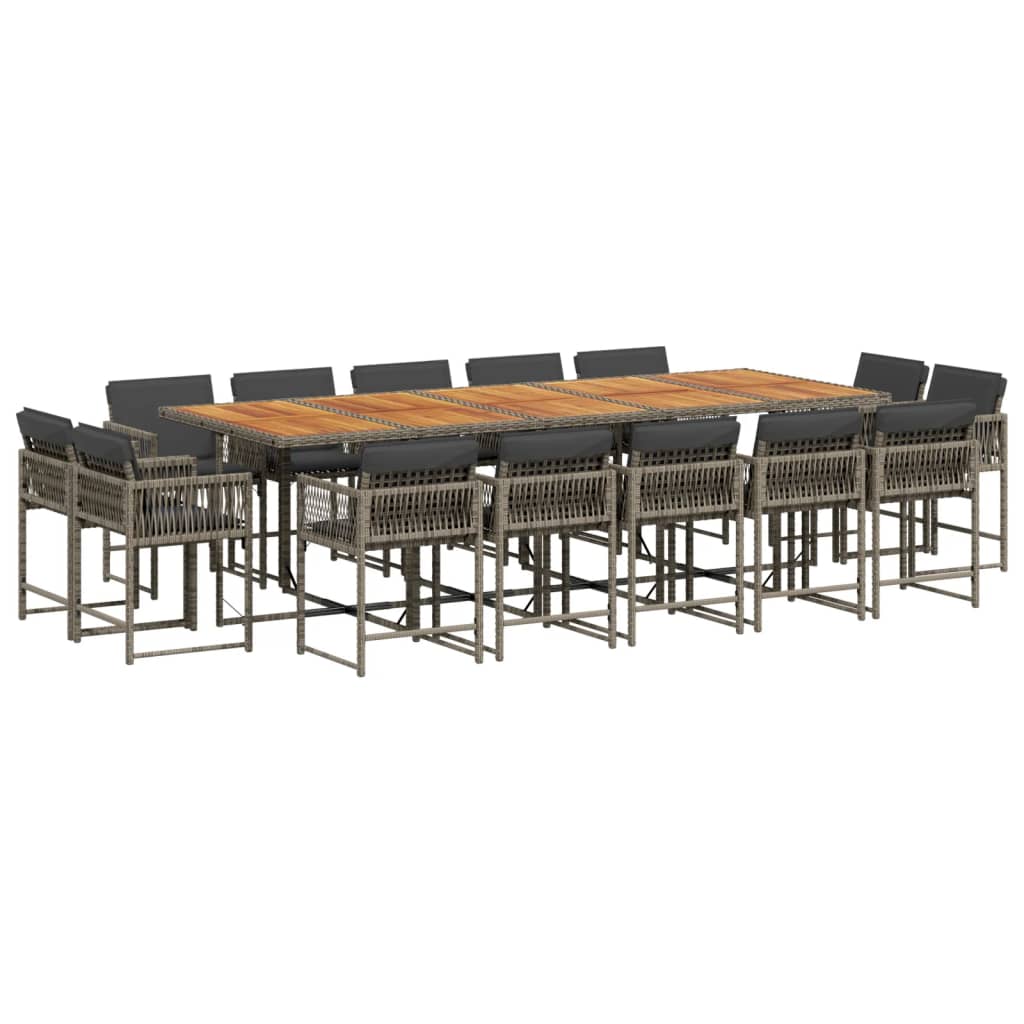 15-delige Tuinset met kussens poly rattan grijs is nu te koop bij PeponiXL, paradijselijk wonen!