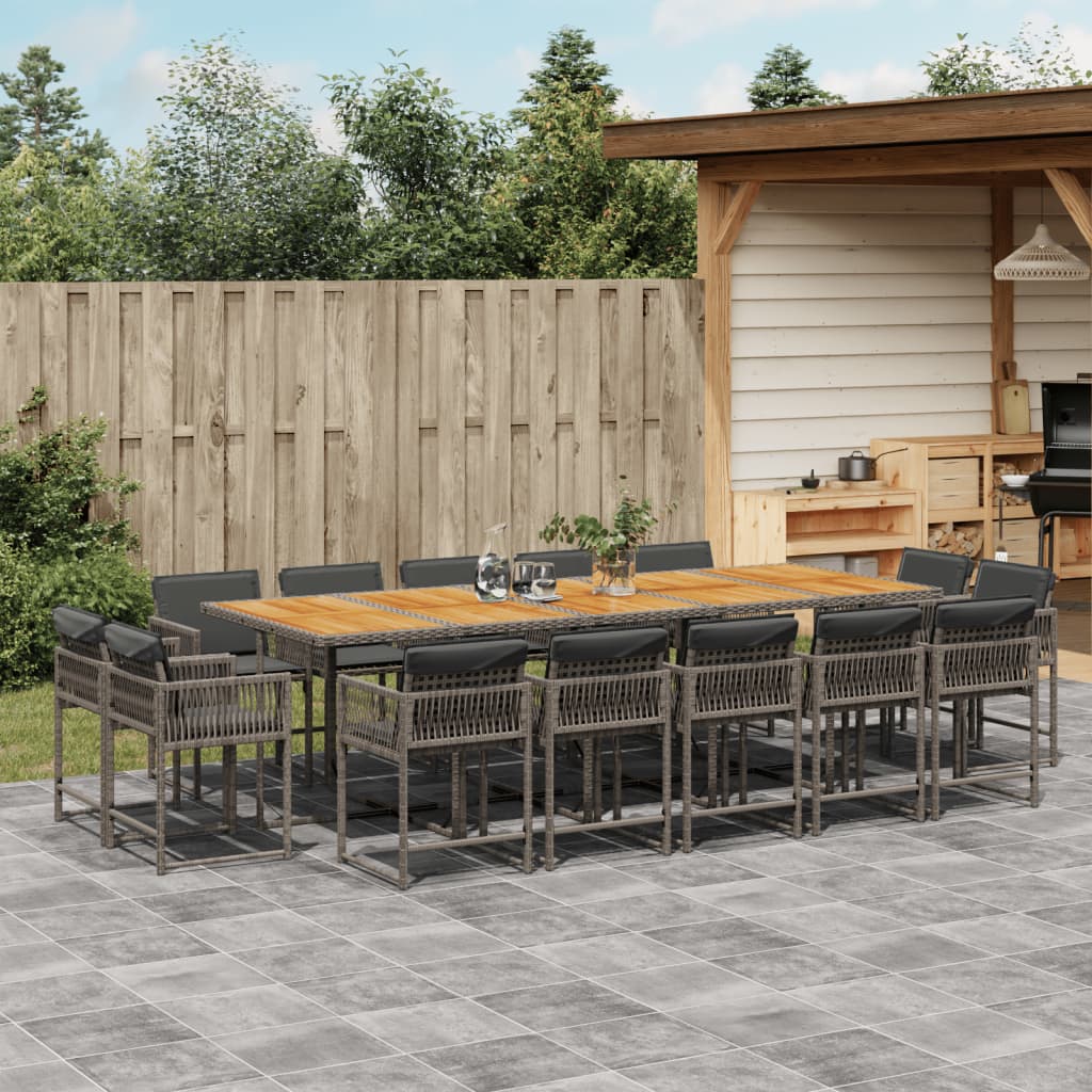 15-delige Tuinset met kussens poly rattan grijs is nu te koop bij PeponiXL, paradijselijk wonen!